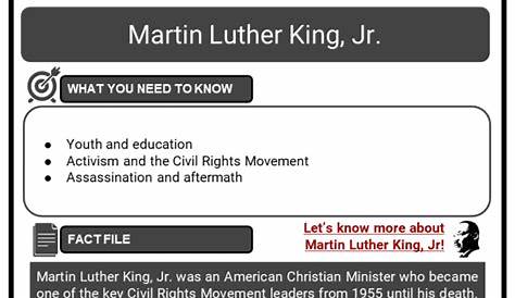 Martin Luther King, Jr. Facts, Worksheets, Youth, Education & Activism