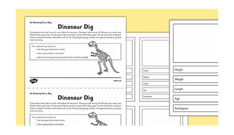 Dinosaur Dig Worksheet / Worksheet (teacher made) - Twinkl