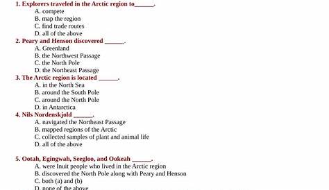grade 2 the arctic region worksheet