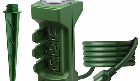Outdoor Power Stake Timer, Kasonic 6 Grounded Outlets Mechanical Timer for Yard& ETL Certified