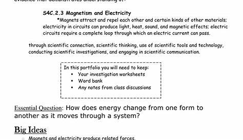 electricity and magnetism worksheet answers