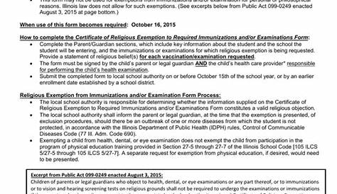 INSTRUCTIONS FOR COMPLETING ILLINOIS CERTIFICATE OF RELIGIOUS EXEMPTION