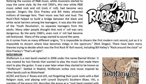 history of rock and roll worksheets