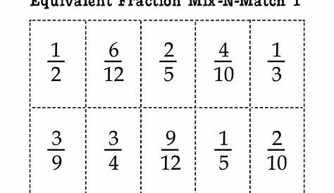 match equivalent fractions worksheet