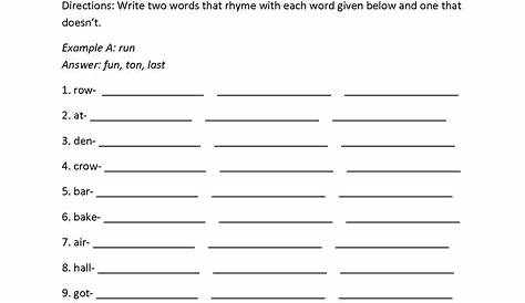 rhyme scheme practice worksheets