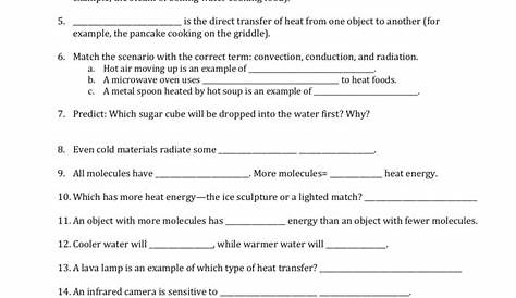 Transfer Of Thermal Energy Worksheet Answer Key - Printable Word Searches
