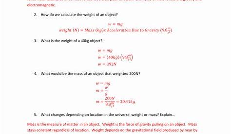 motion and force unit worksheet answers