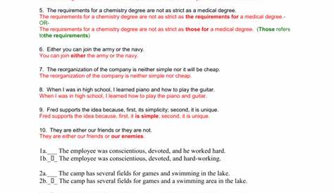 Grammar Practice Parallel Structure Worksheet Answers — db-excel.com