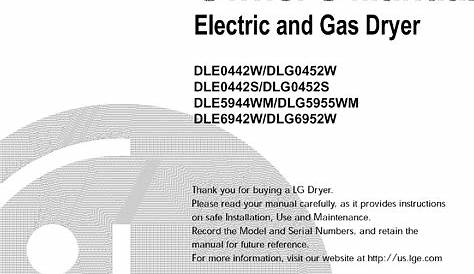 LG DLE0442G User Manual ELECTRIC DRYER Manuals And Guides L0707027