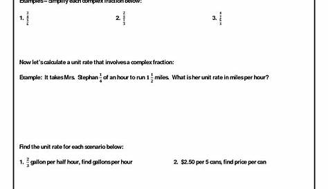 fractional unit rates worksheet answer key