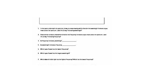 waves and electromagnetic spectrum worksheets answers