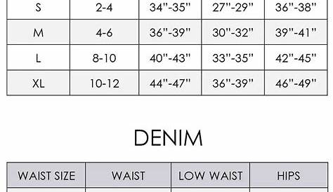 vervet jeans size chart