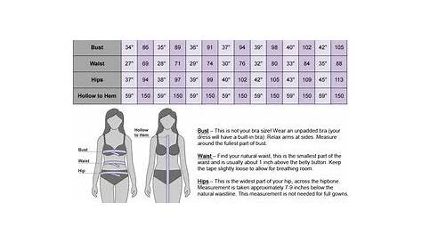 wedding dress sizing chart