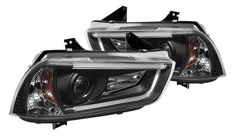 Spyder® - Dodge Charger 2011-2014 Black Projector Headlights with U-Bar DRL