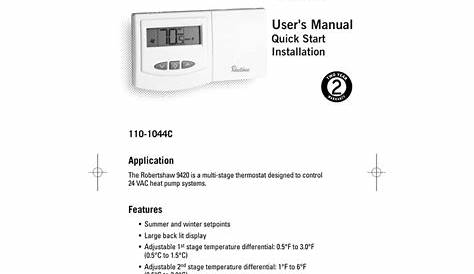 9420 User Manual - Robertshaw Climate