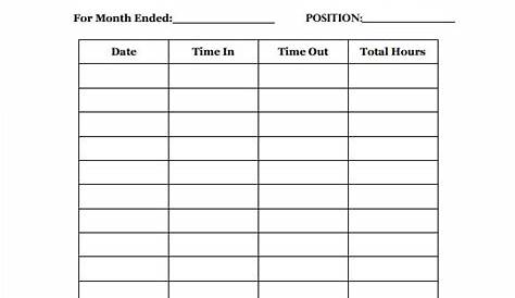 simple printable monthly timesheet template