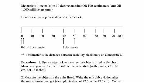 metric measuring worksheet