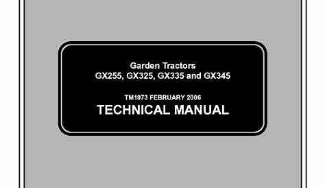 John Deere GX255 GX325 GX335 and GX345 Garden Tractors Technical Repair