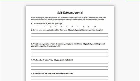 Self-Esteem Journal Worksheet | PsychPoint