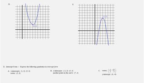 quadratic function in a table worksheet