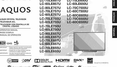 Sharp LC 60C7500U User Manual LED TELEVISION Manuals And Guides 1309336L