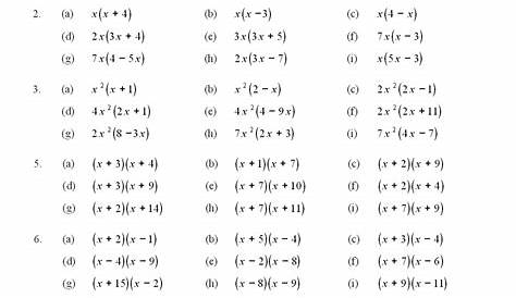 factoring expressions worksheet