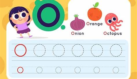 Free Vector | Letter o worksheet with onion and orange
