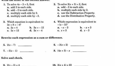 math worksheet linear equations