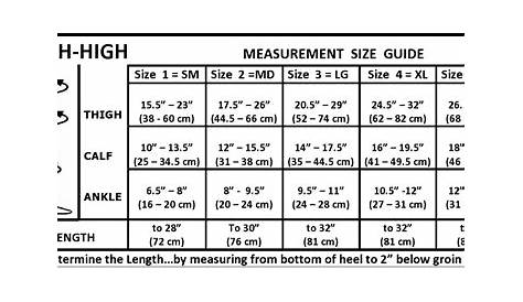 Thigh High Stocking Size Chart