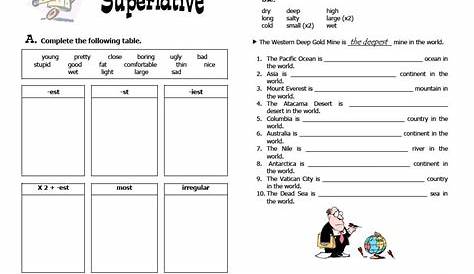 Comparative Superlative Adjectives Worksheet Esl 1073488 | Worksheets