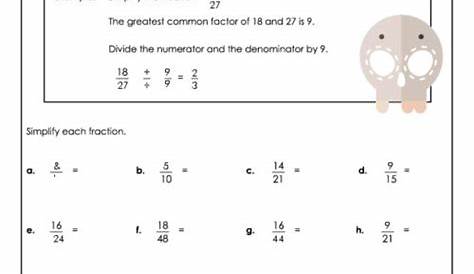 simplest form fractions worksheets