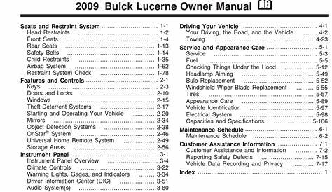 BUICK 2009 LUCERNE AUTOMOBILE OWNER'S MANUAL | ManualsLib