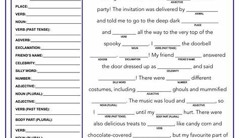 15 Best Halloween Fill In The Blank Stories Printable PDF for Free at