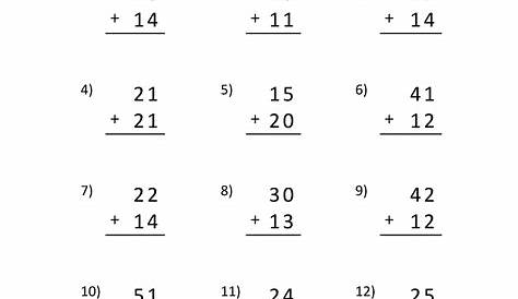 Adding Two Digit Numbers Without Regrouping Worksheets