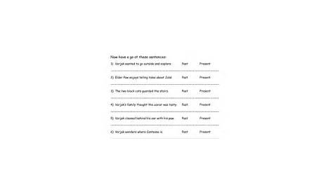 present and past tense worksheet for class 4