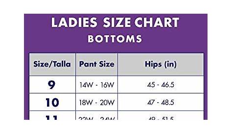 fruit of the loom size chart women's underwear