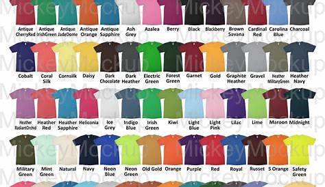 gildan t-shirt color chart