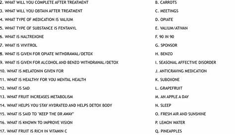 free recovery worksheets pdf