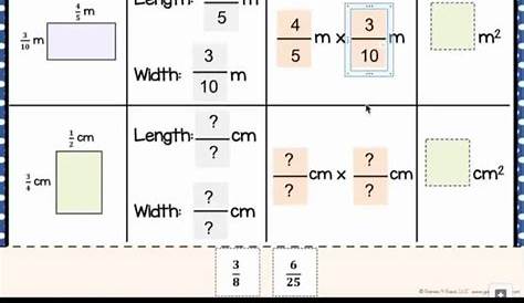 Finding Area With Fractional Sides Worksheets