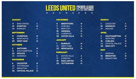 Leeds United 2021/22 Premier League Fixture List : r/LeedsUnited