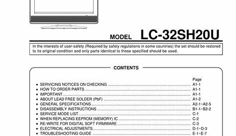 SHARP LC-32SH20U SERVICE MANUAL Pdf Download | ManualsLib