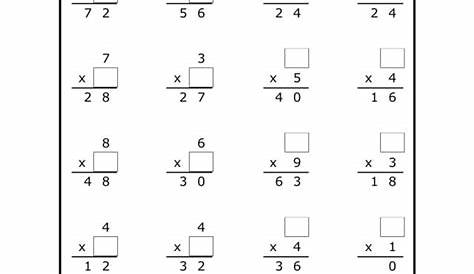 Missing Factor Worksheets / Missing Factor Multiplication