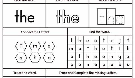 Kindergarten Word Worksheets — db-excel.com