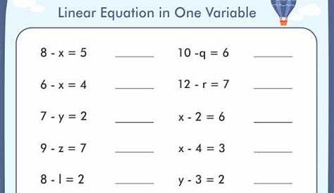linear equation in one variable worksheet pdf