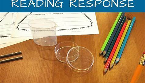 These science-beaker-shaped reading response sheets make a fun writing