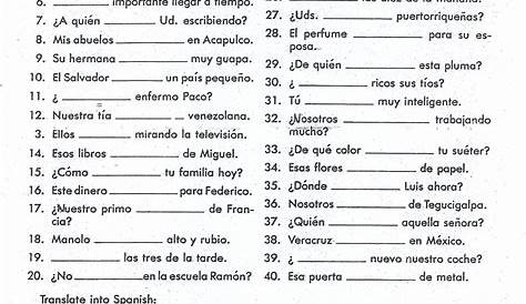 ser worksheets answers