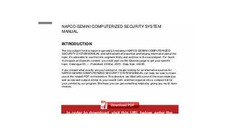 Napco gemini computerized security system manual