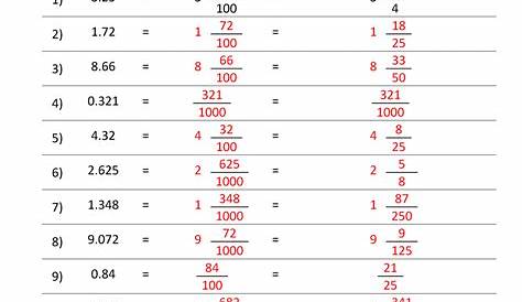 grade 9 fractions worksheet answers