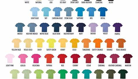 Gildan Shirt Colorsjpg | Fabric transfers, Shell's | Pinterest