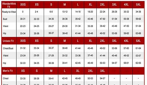 wonder nation clothing size chart